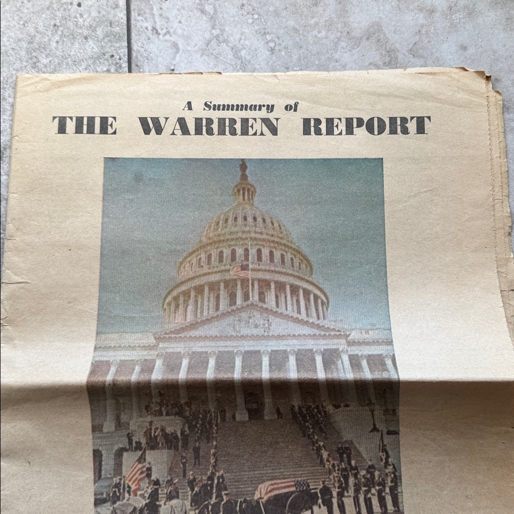 Warren Report Summary John F Kennedy assassination. Miami News 1964. 16 pages